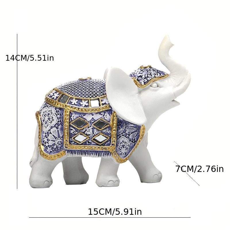 1 Blue and White Porcelain Elephant Ornament, Living Room Home Decoration