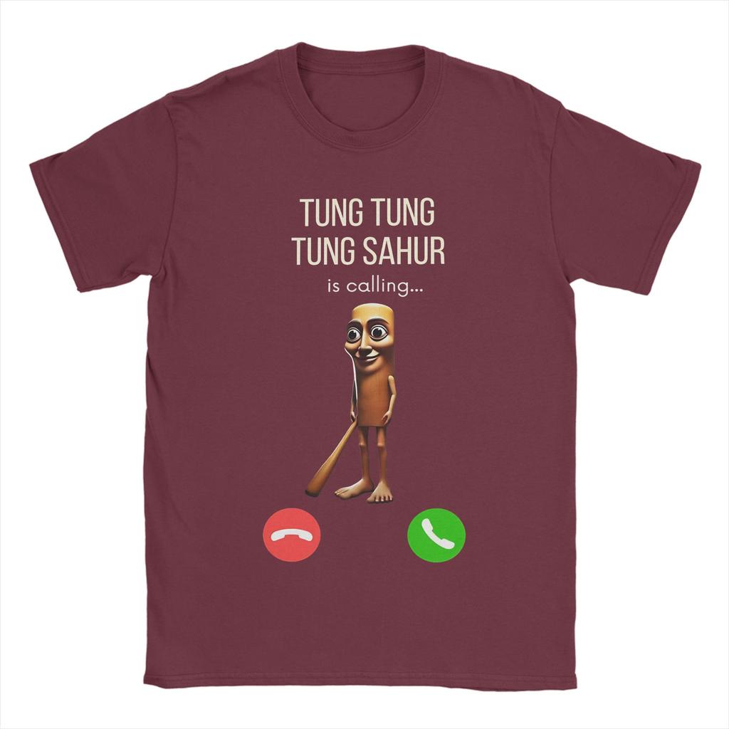 T-Shirt Sommer Tung Sahur Ruft Lustiges Angeln Gehirnfäule Meme T-Shirts Baumwoll-T-Shirt für Erwachsene YK Kurzarm Oberteil T-Shirts