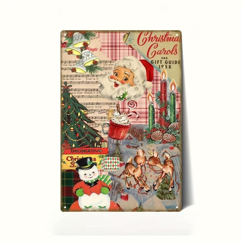 Vintage Merry Christmas Metal Sign, Retro Holiday Wall Decor 20x30cm