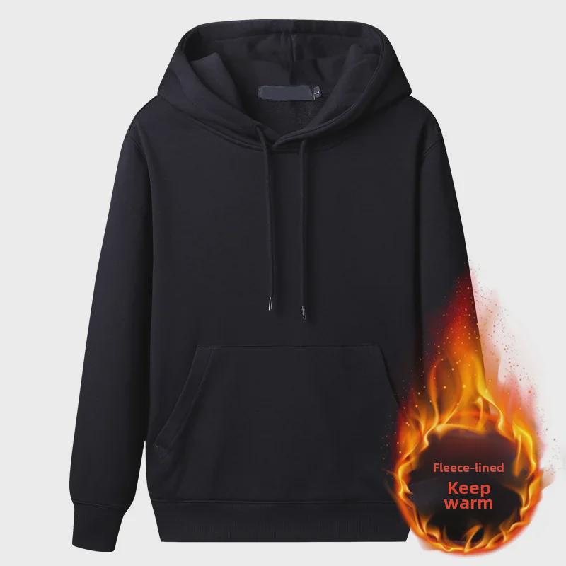 

Толстовка с капюшоном из бархата и жаккарда Silver Fox на молнии: Теплый, плотный однотонный цвет для осени/зимы 5XL