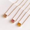 Minimalist Square Colorful Crystal Pendant Necklace for Women Rose Gold Color Choker Chain on The Neck Jewelry Girls Gift KCN044