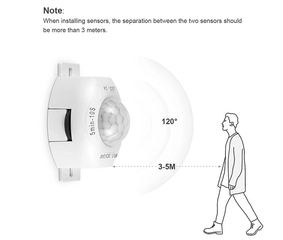 DC 5V 12V 24V 3A Highly Sensitive PIR Motion Sensor Light Switch Infrared IR Sensor Detector Switch Time Delay for LED Strip