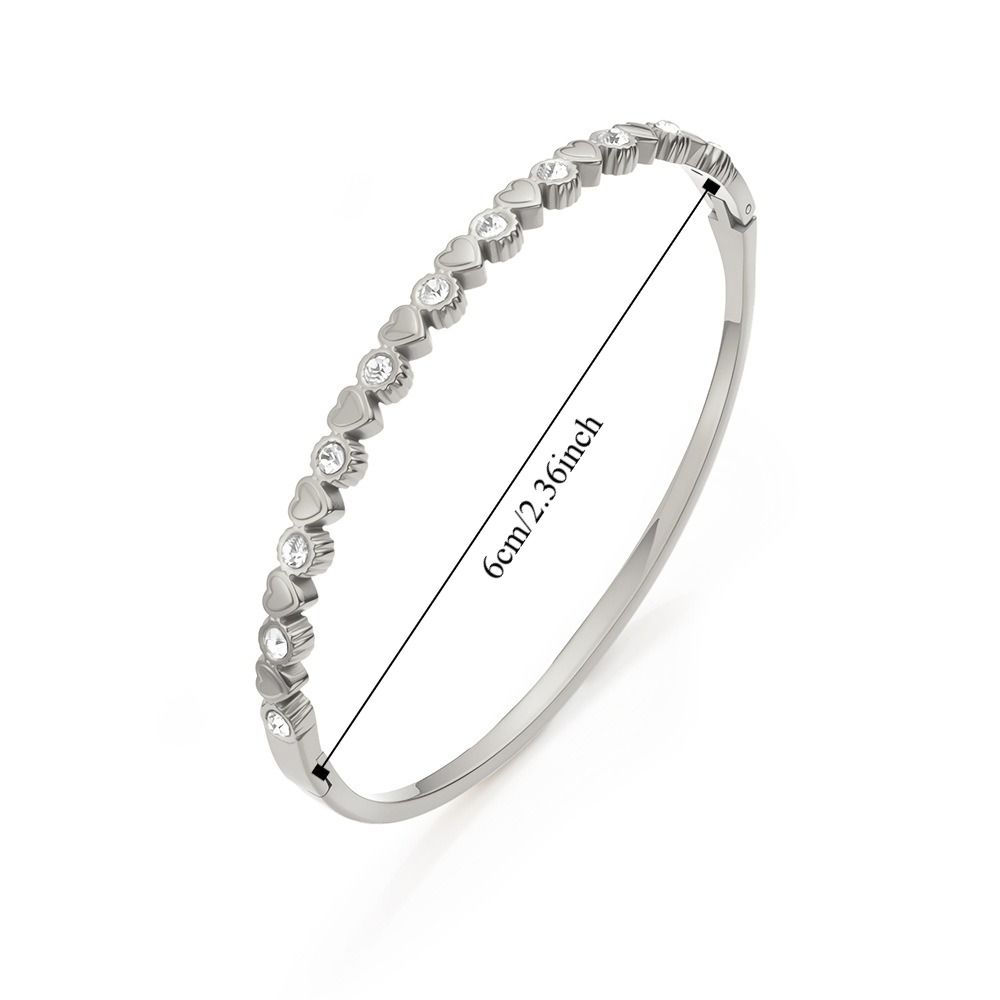 Love Heart Stacked Bangles Cute Fashion  Stainless Steel Bangle Jewelry Beads Cuff Bracelet  Daily