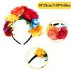 Mexican Rose Flower Crown Headband Day of The Dead Floral Rose Crown Headband Headpiece for Halloween Costume Party Headbands with Colorful Flowers