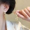 European and American Cold Wind Splicing Square Earrings Women's Geometric Fringed Long Stud Earrings Retro Ears