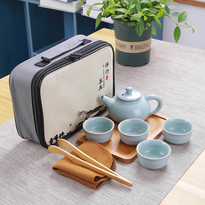 Travel Tea Set, Portable Bag, Kuaike Teacup, Outdoor, Gifts Will Sell Ceramic Kung Fu, One Pot and Four Cups.