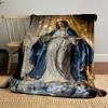 Our Lady of Grace Starry Religious Throw Blanket  Printed Blanket for Living Room Bed Couch Lunch Break Soft Cozy Blanket for Friend's Festival Gift