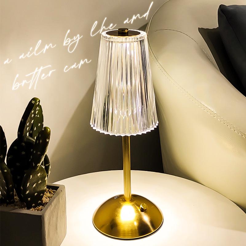 Crystal Retro Bedside Lamp - Luxury Rechargeable Night Light for Master Bedroom