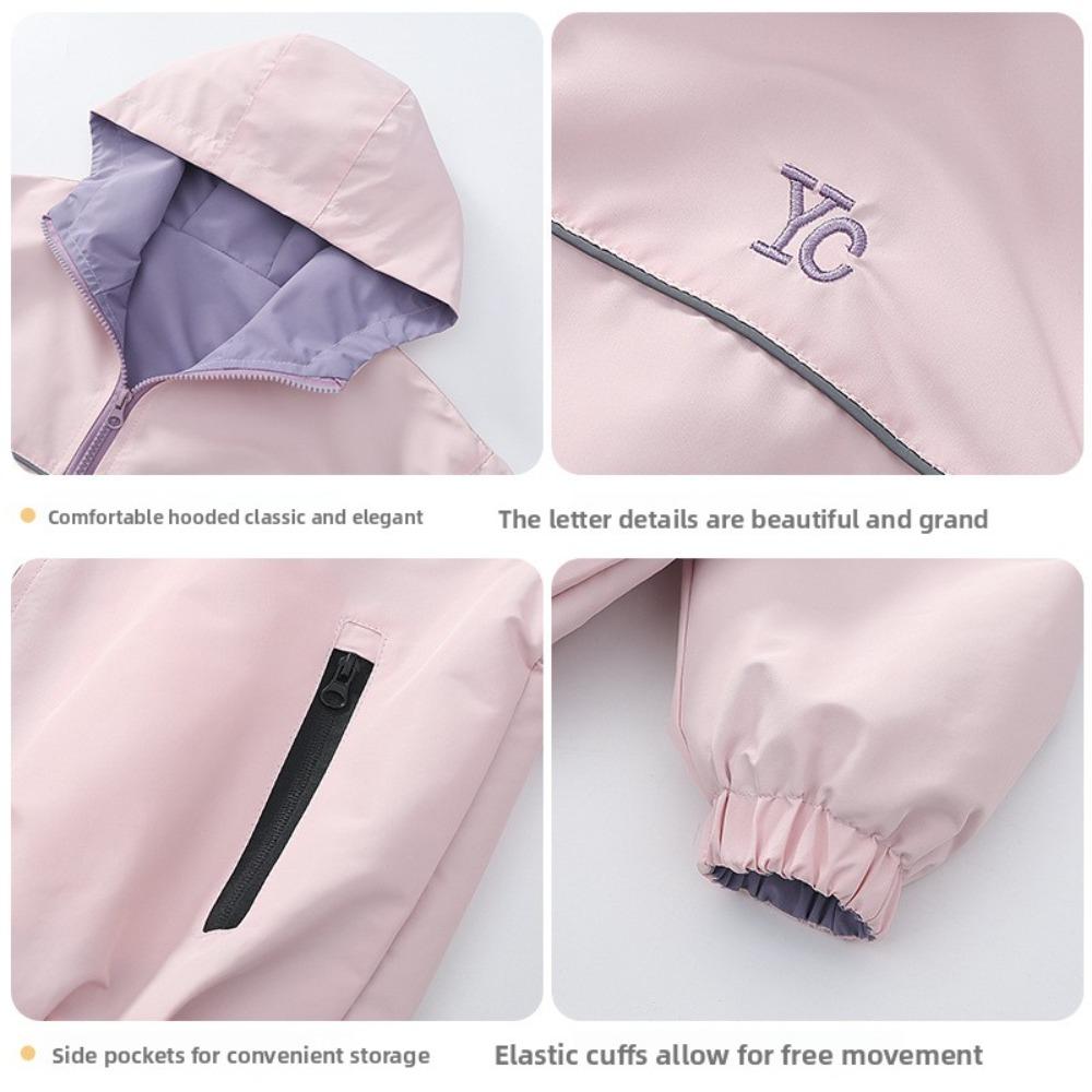 Giacca Reversibile per Bambina Primavera Autunno Moda Bambini Top Giacca a Vento con Cappuccio per Bambini Grandi Cappotto da Esterno