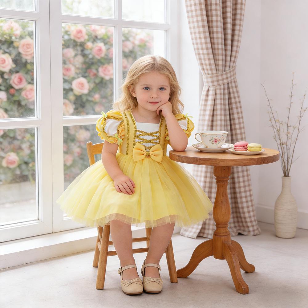 Europäisches & Amerikanisches Prinzessinnenkleid: Elegantes Schleifen-Formalkostüm für Kinder