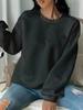 Trendy European & American Round Neck Solid Color Long-Sleeve Ladies' Sweatshirt for Autumn & Winter