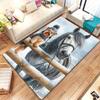Pferd und Hund Winter Szene Teppich Haustierliebhaber Künstlerische Fußmatte Gemütliches Wohnzimmer Dekor Tier Thema Weicher Plüschteppich
