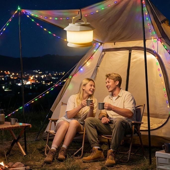 Cross-border new LED outdoor camping ambient light, waterproof storage light string, camp tent lighting camping light
