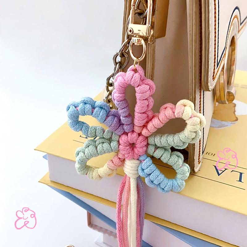 Explosive exquisite handmade woven flower tassel bag pendant with rustic style and creative car keychain pendant