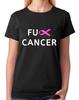 F#ck Cancer Różowa Wstążka Design Damska Koszulka Koszulka Rak Piersi
