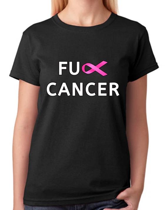 F#ck Cancer Pink Ribbon Design Ladies T-Shirt Breast Cancer Tee XXXXL