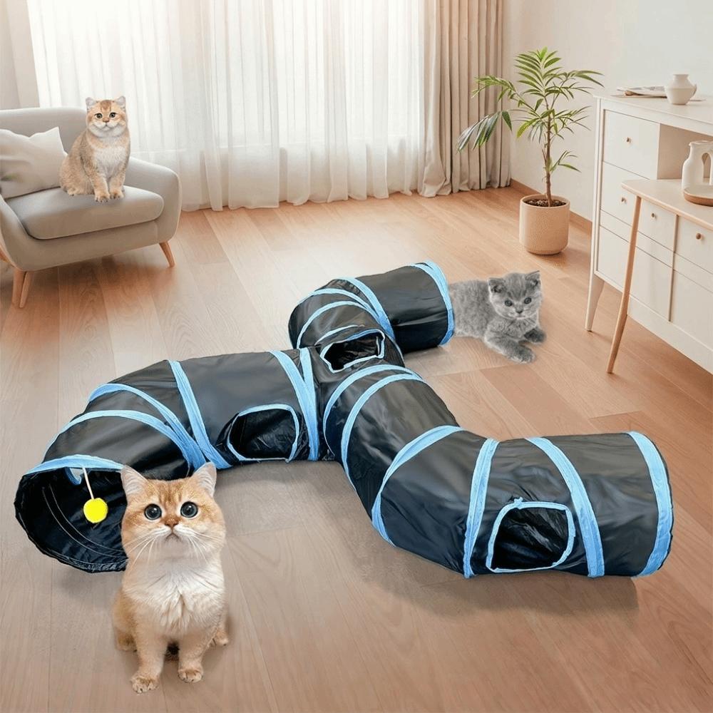 Extended Folding Cat Tunnel Toy Breathable Pet Playing Tube Funny Cat Hideaway  Hideaway