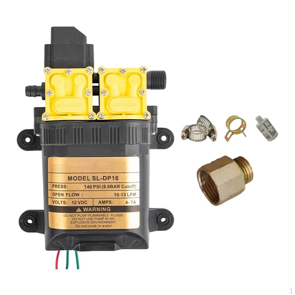 Agricultural Electric Water Pump 9L/Min 12V Compact Multifunction 7A Diaphragm 130 PSI for