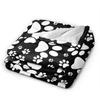 Black and white dog paws Printed Blanket for Sofa Bed Travel Camping Living Room Office Conditioning Blanket