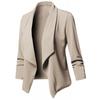 Women's Slim Fit Long Sleeve Solid Color Blazer Versatile Stretch Cuff Lapel Jacket For Office Wear, Elegant Career Open Front Coat For Commuting