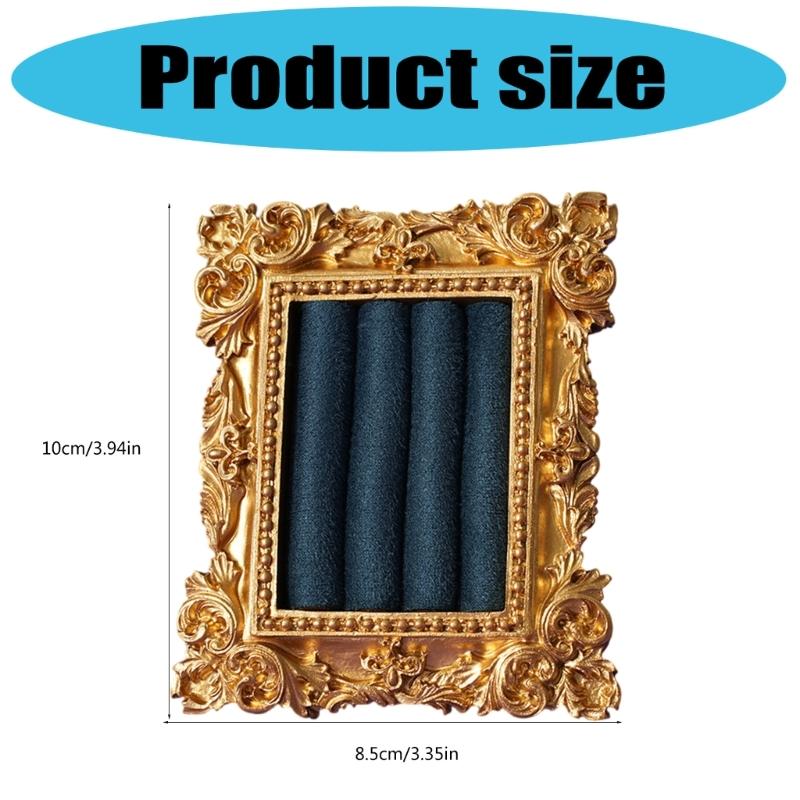 Portable Resin Rings Earring With Flannel Base Stylish Decoration For Vanity Dresser Or Gift
