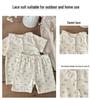 2025 Summer A-Class Cotton Girls' Lace Pajama Set – Short Sleeve Top & Shorts
