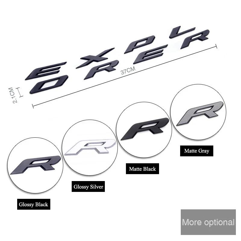 AJJ1 Chrome Black Logo Explorer Emblem Leters Car Front Hood Emblem Bonnet Bagde For Ford Explorer 4 5 6 Explorer Sticker Accessories