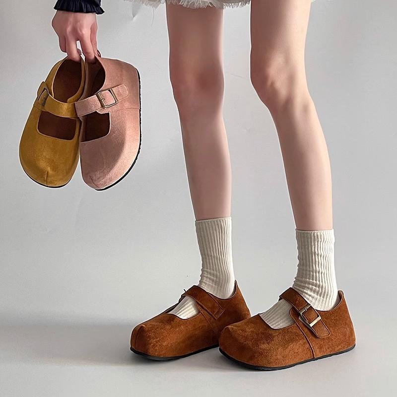 

Ретро-ботинки Birkenstocks с плоским дном, женские, весна-лето 2025 года, с юбкой Туфли Doudou, французские туфли Mary Jane, одинарные туфли 35 хаки