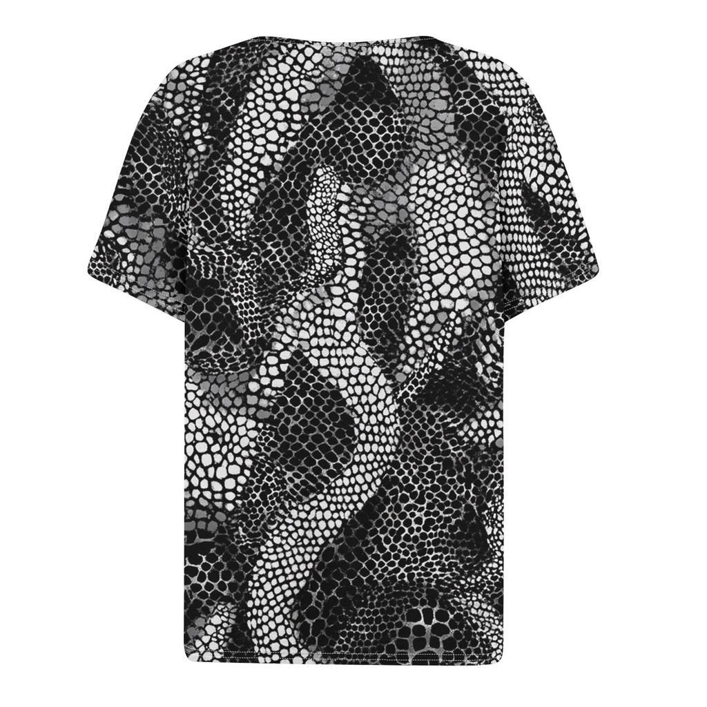Dámské tričko Tričko Potisk knoflíku Krátký rukáv Denní víkend Móda Basic Top s výstřihem do V