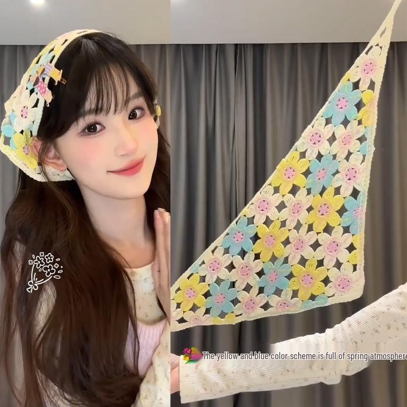 Women's Summer Silk Headscarf & Hair Tie - Pastoral French Seaside Style