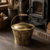 Fireplace Ash Pail with Handle Rustic Lid Compact for Homeowners