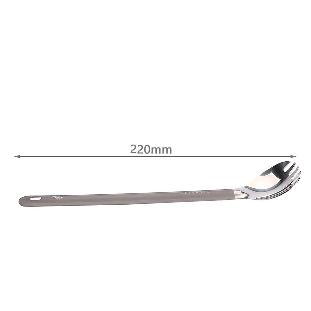 TOAKS Titanium Long Spoon or Spork with Polished Bowl Ultralight Spork Outdoor Camping Cutlery (SLV-14)