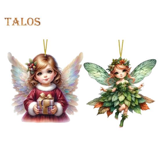 Ozdoba na vánoční stromeček se šňůrkou Snadné zavěšení 2D Malý anděl Holčička závěsný přívěsek Taška na klíče Dekorace