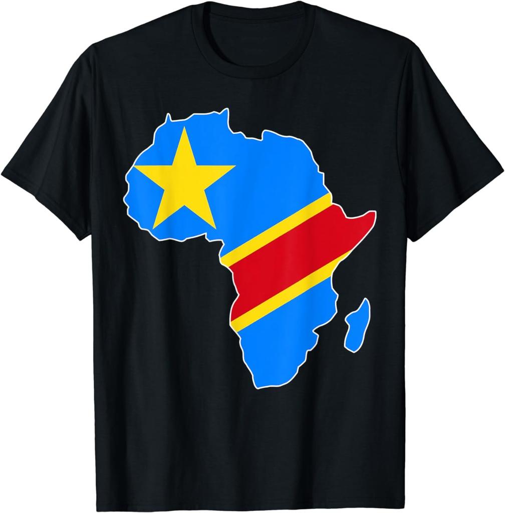 NEW Love Democratic Republic of Congo RDC DRC Flag Africa Map T-Shirt
