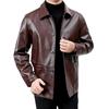 Herbst und Winter Neue Mittelgrüne Leder Herrenjacke Mittellang Revers Papa-Kleidung Business Casual Frühling und Herbst Jacke