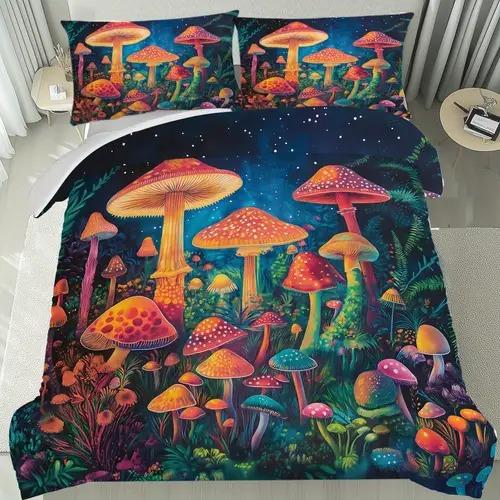 

Forest Duvet Cover Forest Background Theme Duvet Cover Suitable For Children Kids And Adults Soft Comfortable And Breathable EU Single(135*200cm)3pcs