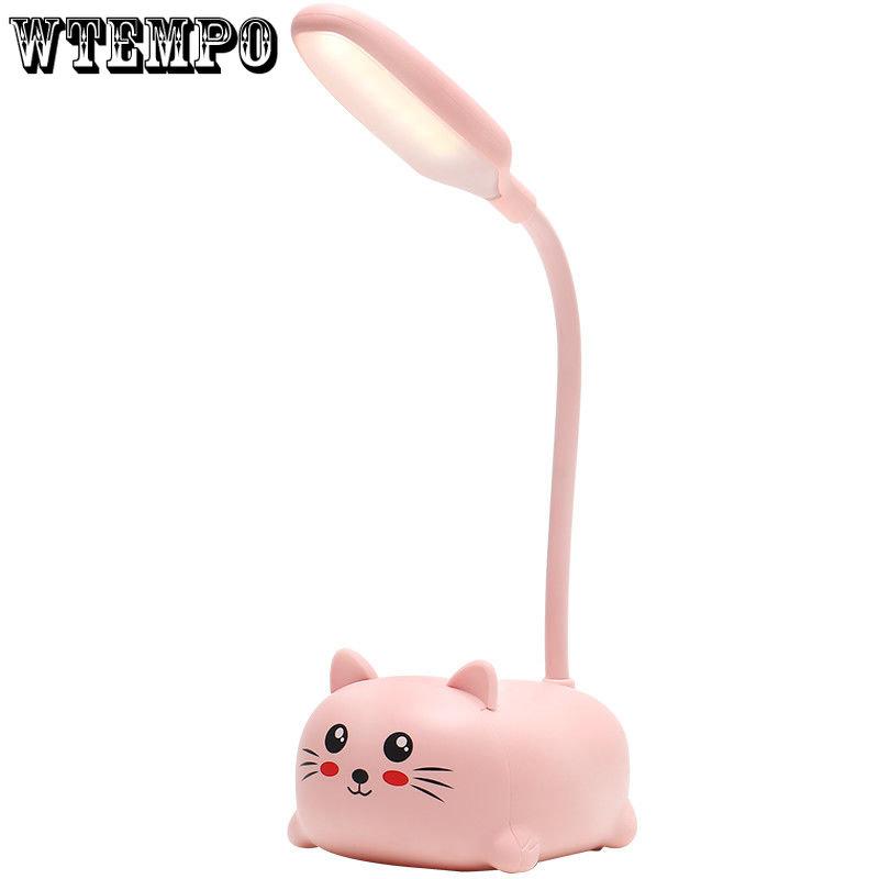 Mini Cartoon LED Desk Lamp Eye Protection Study Cute Desk Lamp Student Dormitory Bedside Lamp Rechargeable or Plug-in Night Light