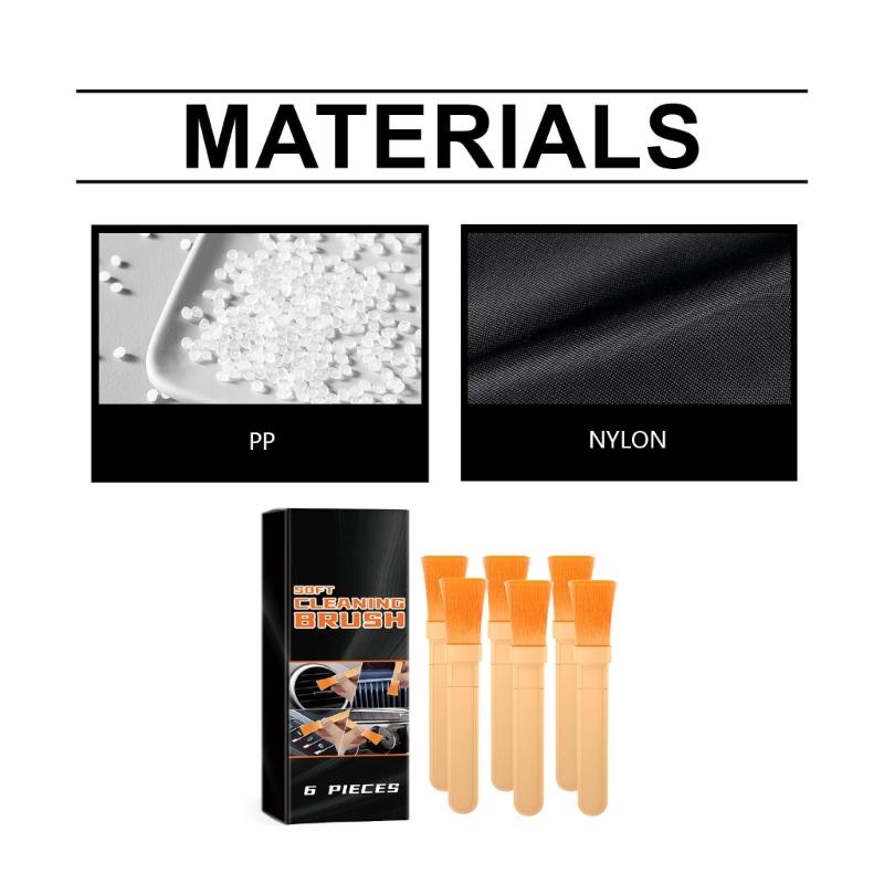 Pack Of 6 Soft Bristle Automotive Brushes Car Detailing Brush For Gentle Cleaning And Easy Storage NonSlip Handle Brush