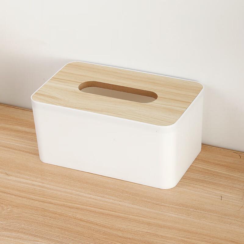 Tissue Box with Wooden Lid Storage Organizer