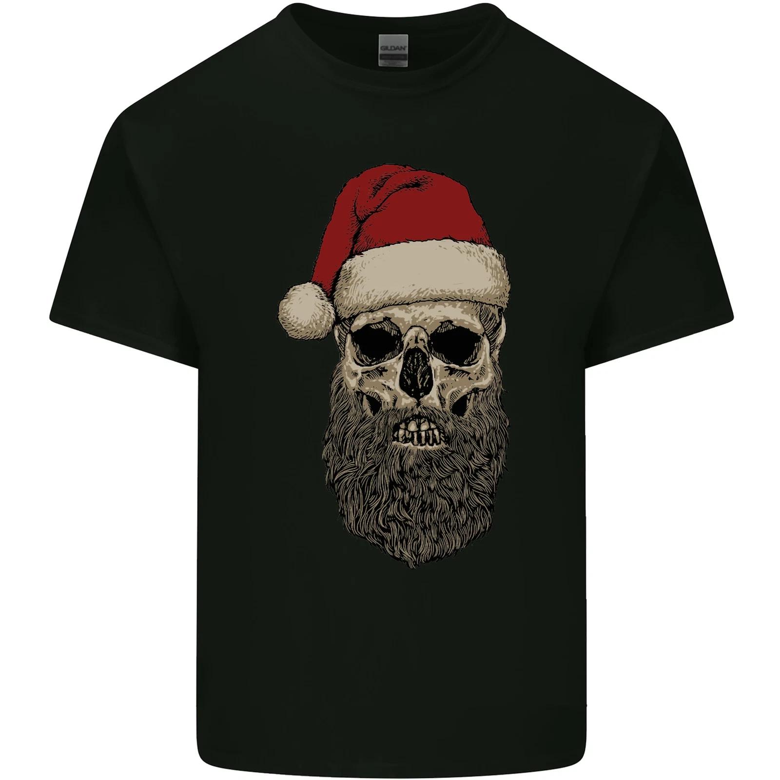 Santa Skull Gothic Heavy Metal Christmas Kids T-Shirt Childrens L