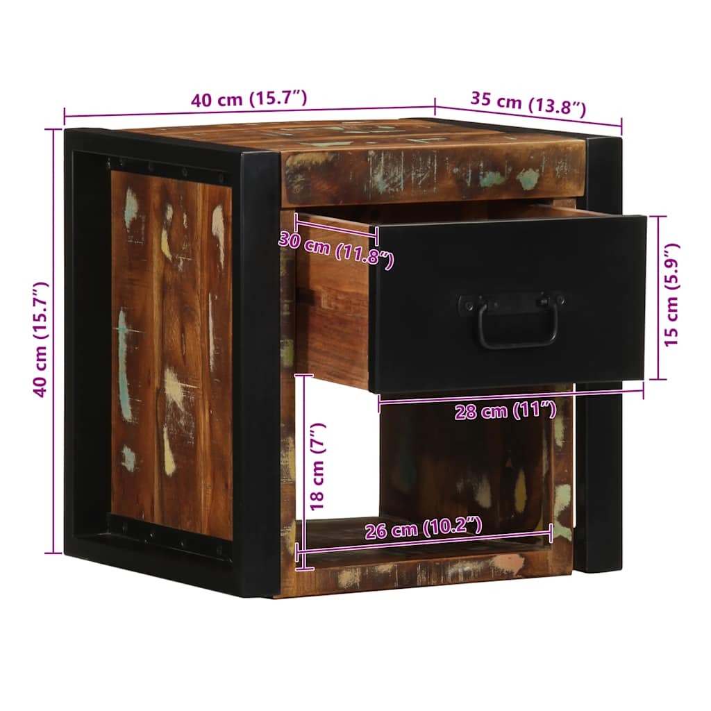 Nightstands (2 pcs) Multicolored 40 x 35 x 40 cm Reclaimed Solid Wood