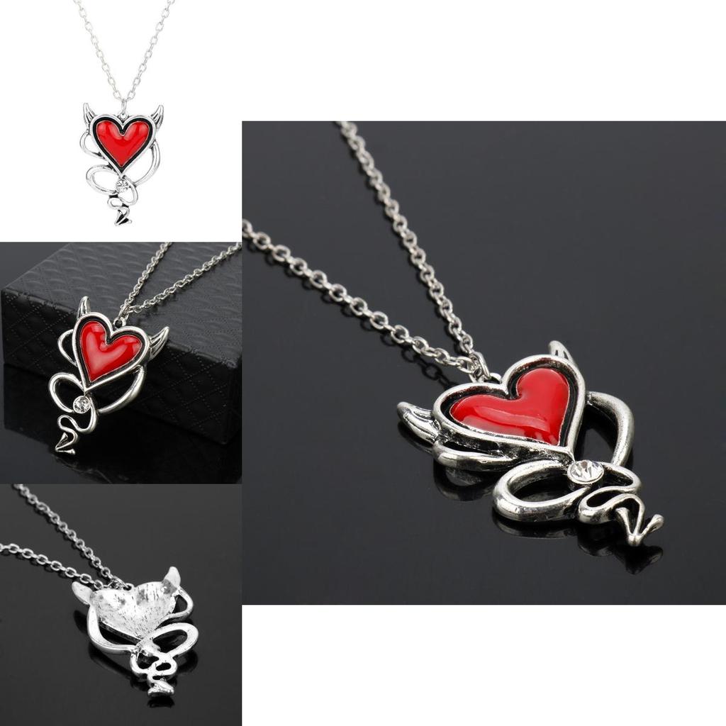 Gothic Heart Pendant Necklace With Snake Chain Alloy Accessory For Men And Women