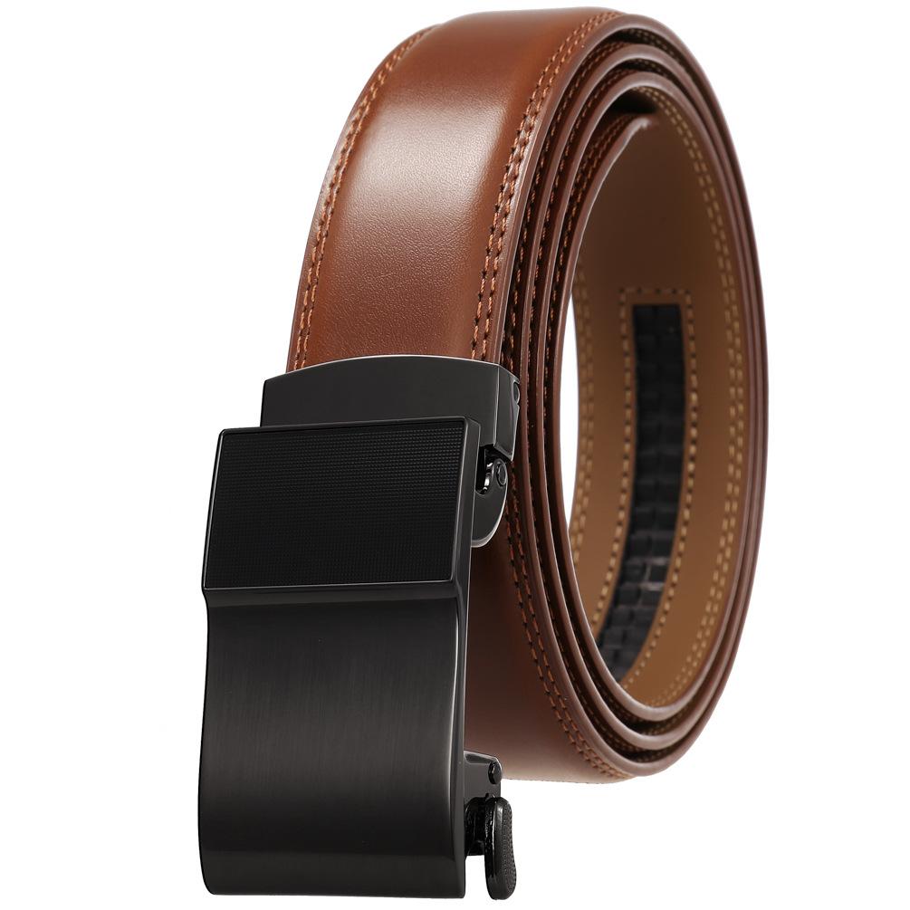 

Мужская одежда аксессуары повседневный ремень, сплав автоматическая пряжка двухслойный ремень из коровьей кожи Ly36-24974-1 110-130CM