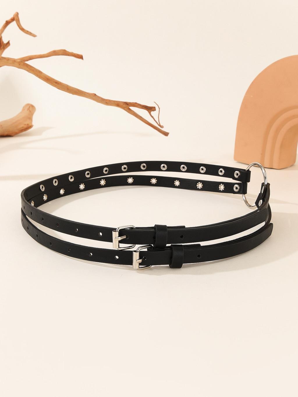 Non Mainstream Pu Leather Waist Belt With Rivet Embellishments For Women Fashion