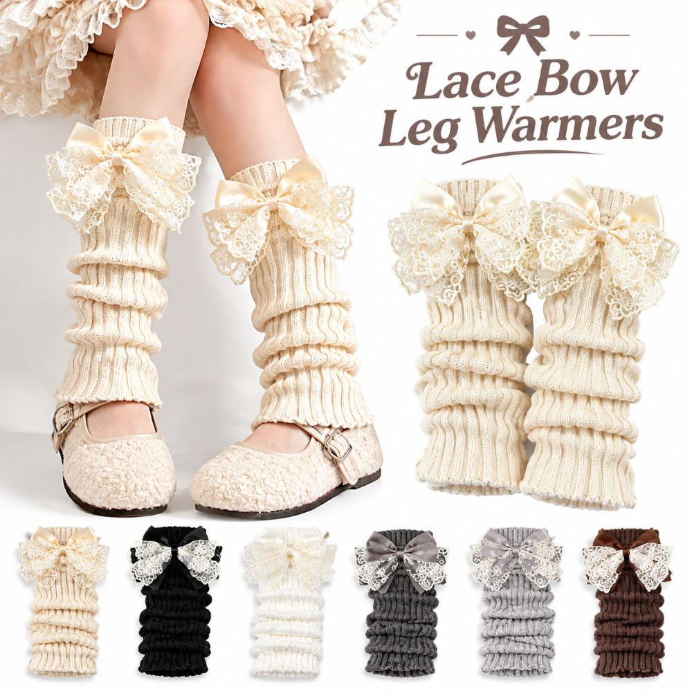 Bow Foot Cover Knitted Bow Leg Warmers Kawaii Long Stockings  Girls Fashion