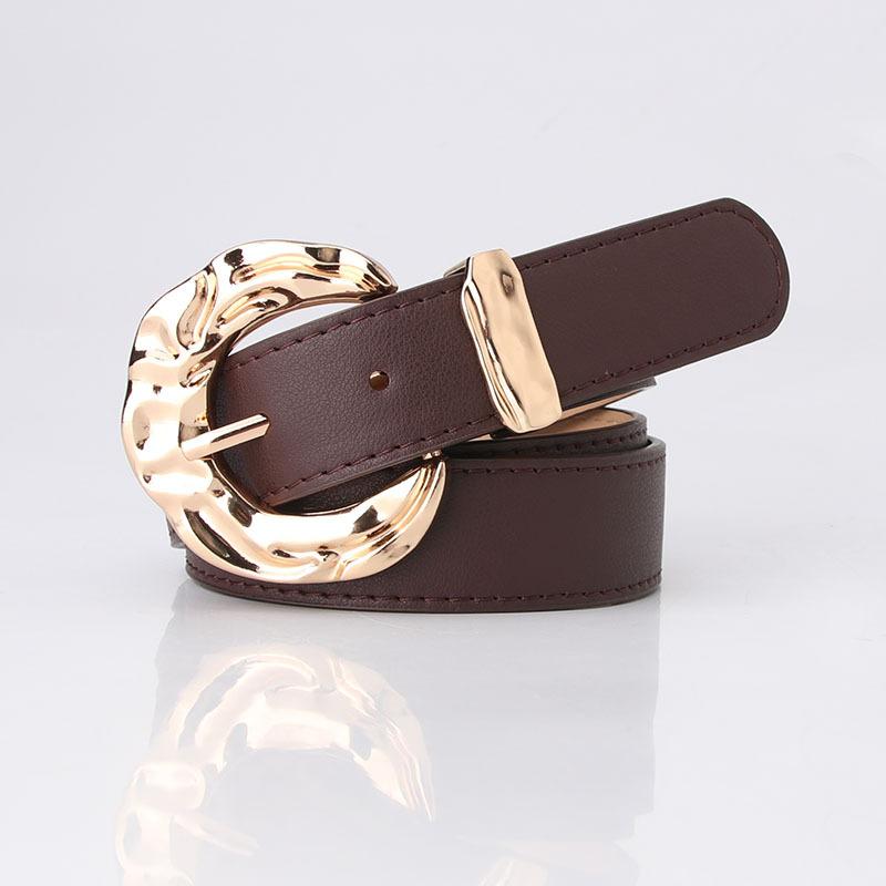 Women's Fashion Personalized Belt European and American Trend Simple Jeans Belt Big Head Metal Buckle Decorative Belt