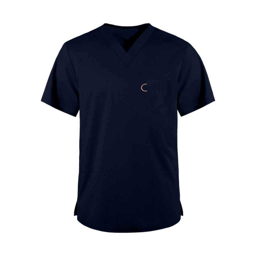 Men's Fashionable V-neck Short-sleeved Work Uniform, Color Top, Uniform