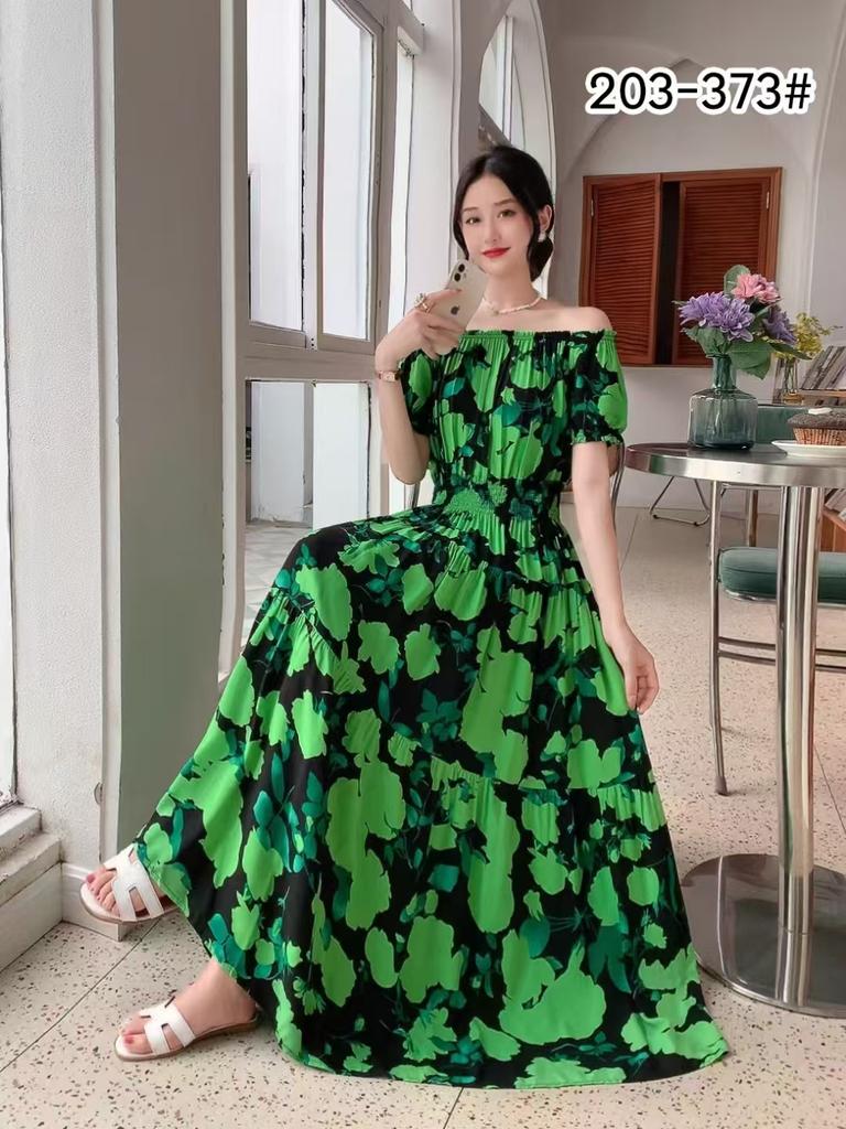2024 Women's Beach Dress Short Sleeve Floral Dress Cotton Travel Vacation Bohemian Skirt Summer Halter
