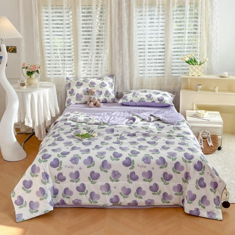 Summer Lightweight Quilt Wrinkle Resistant Washed Cotton All Season Comforter Single Double Bed Air Conditioning Duvet