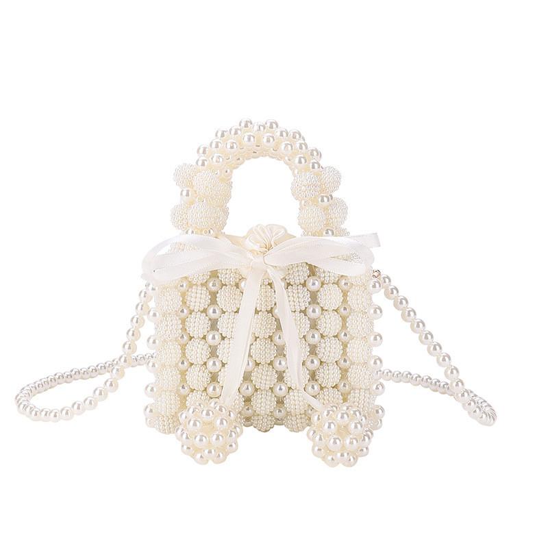 Acrylic Butterfly Knot Tote Bag With Pearl Weaving For Casual Daily Use
